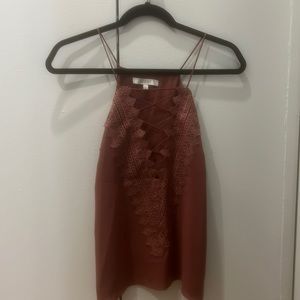 Mauve lace up tank top